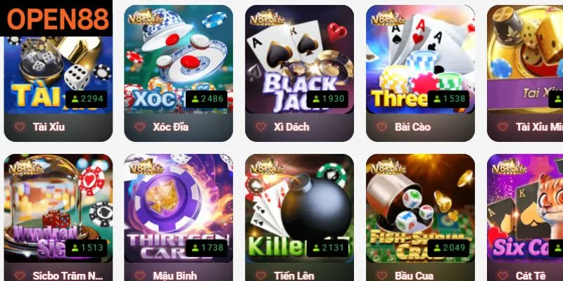 Top game bài đặc sắc thu hút bet thủ tại Open88